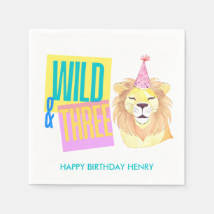 Serviette En Papier Serviettes Wild et Trois Lions 3e anniversaire