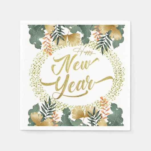 Serviette En Papier Servilleta de papel con feliz año nuevo (Devant)