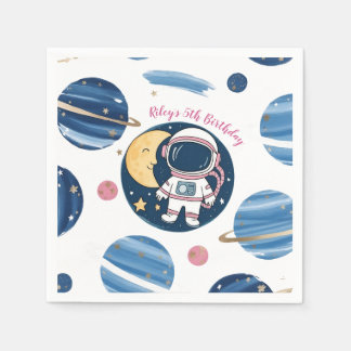 Serviette En Papier Servilleta De Papel Cumpleaños Astronauta PinkBlue