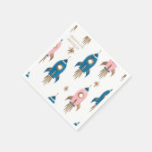 Serviette En Papier Servilleta De Papel Cumpleaños Cohetes Pink Blue  (Coin)