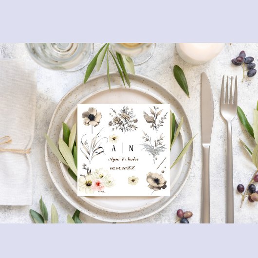 Serviette En Papier Servilletas De Papel Mínimo y Moda | BODA floral