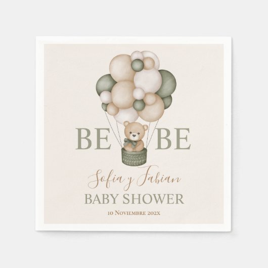Serviette En Papier Servilletas De Papel Teddy Bear Baby shower Boy es (Devant)