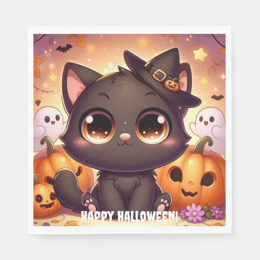 Serviette En Papier Servilletas Gato Negro (Devant)