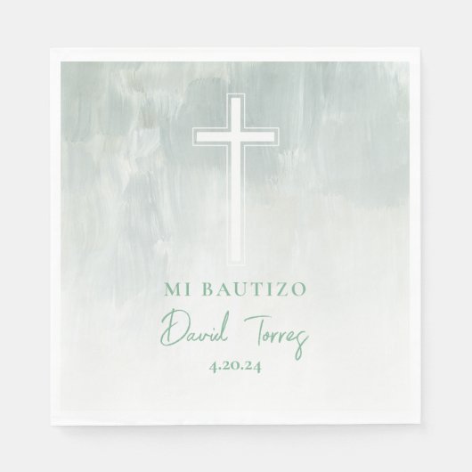 Serviette En Papier Servilletas Mi Bautizo Verde (Devant)
