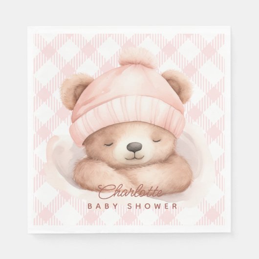Serviette En Papier Servir Baby shower d'ours (Devant)