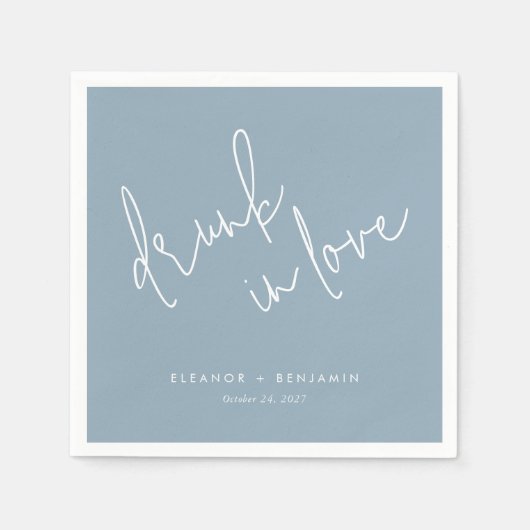 Serviette En Papier Servir dans l'amour Dusty Blue Mariage serviettes (Devant)