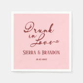 Serviette En Papier Servir Dans L'Amour Mariage Monogramme Rose (Devant)