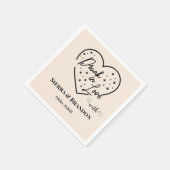 Serviette En Papier Servir dans l'amour Noir & Beige Mariage Monogramm (Coin)