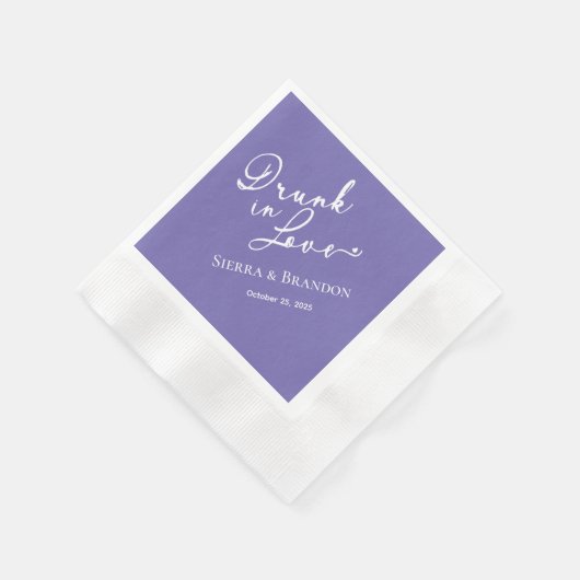 Serviette En Papier Servir Dans L'Amour Violet Mariage Monogram servie (Coin)