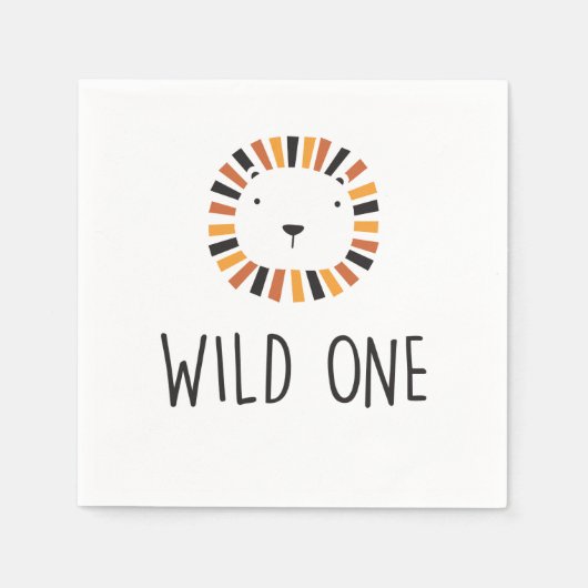 Serviette En Papier Servir un lion premier anniversaire Napkins (Devant)