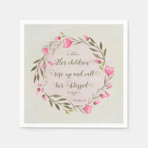 Serviette En Papier Ses enfants se lèvent et l'appellent bénie