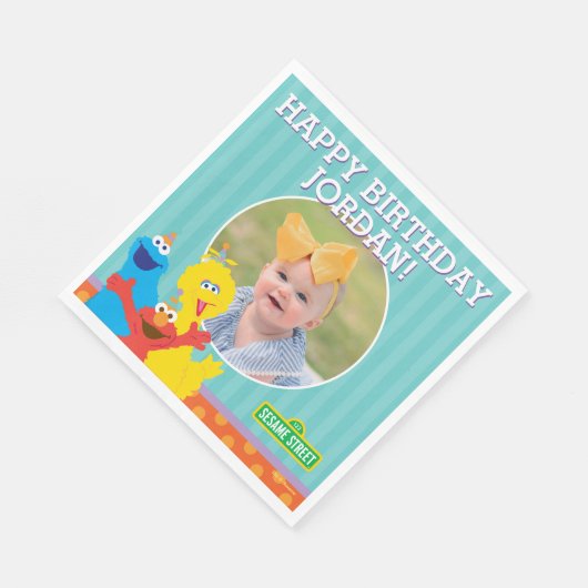 Serviette En Papier Sesame Pals Anniversaire Motif (Coin)