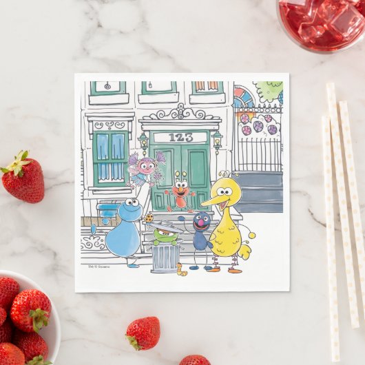 Serviette En Papier Sesame Pals Doodley Graphisme (En situation)