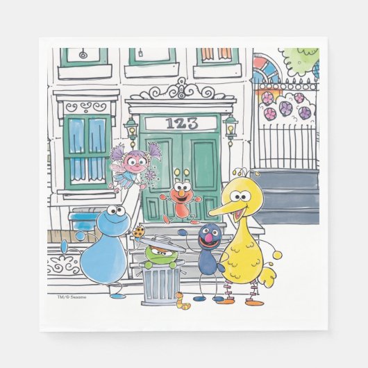 Serviette En Papier Sesame Pals Doodley Graphisme (Devant)