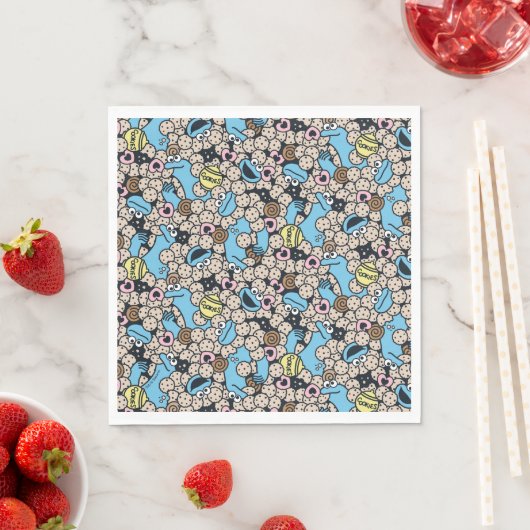Serviette En Papier Sésame Sésame | Cookie Monster Doodle Motif (En situation)