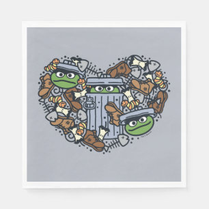 Serviette En Papier Sésame Sésame Oscar the Grouch Doodle Heart