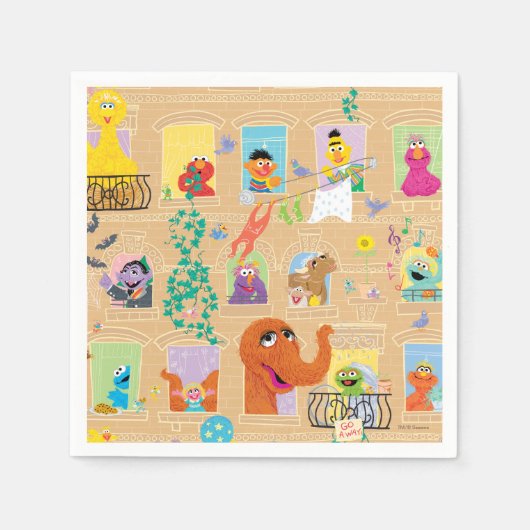 Serviette En Papier Sesame Street Apartment Windows Pattern (Devant)