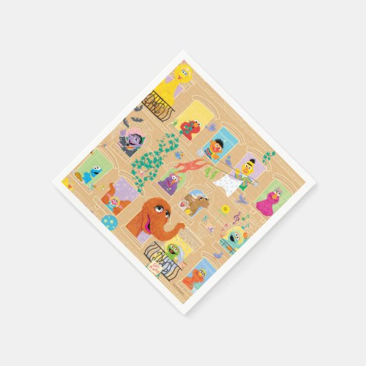 Serviette En Papier Sesame Street Apartment Windows Pattern (Coin)