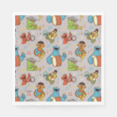 Serviette En Papier Sesame Street Band Gris Motif (Devant)