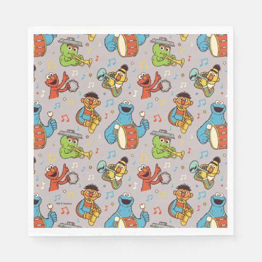 Serviette En Papier Sesame Street Band Gris Motif (Devant)