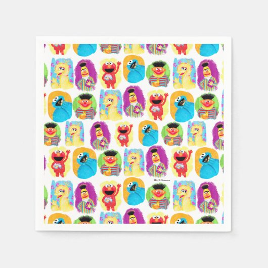 Serviette En Papier Sesame Street Caractère Amusant & Motif coloré (Devant)