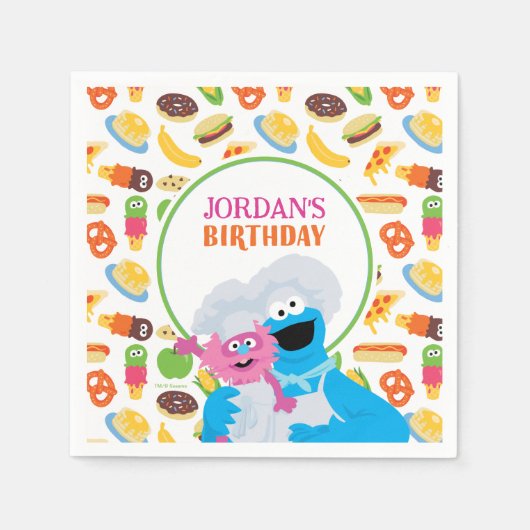 Serviette En Papier Sesame Street Cookie Monster Foodie Camion (Devant)