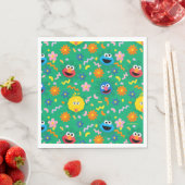 Serviette En Papier Sesame Street Green Floral Motif (En situation)
