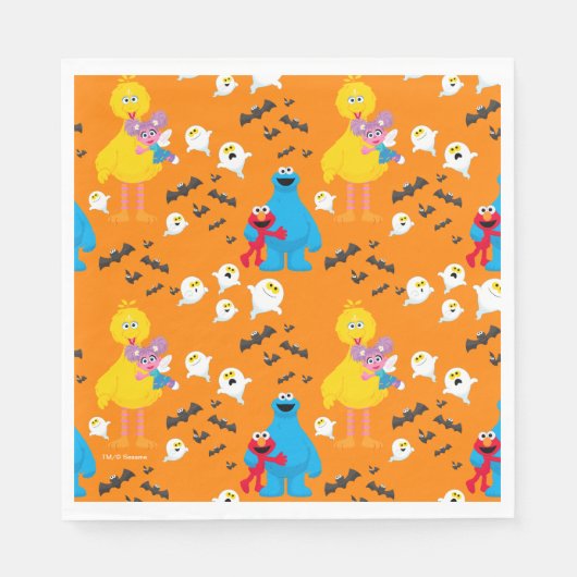 Serviette En Papier Sesame Street Halloween chauves-souris et fantômes (Devant)