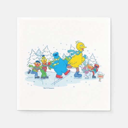 Serviette En Papier Sesame Street | Ice Skating Friends (Devant)
