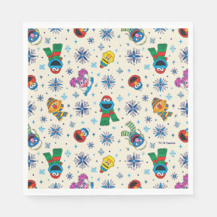 Serviette En Papier Sesame Street Noël Snowflake Motif