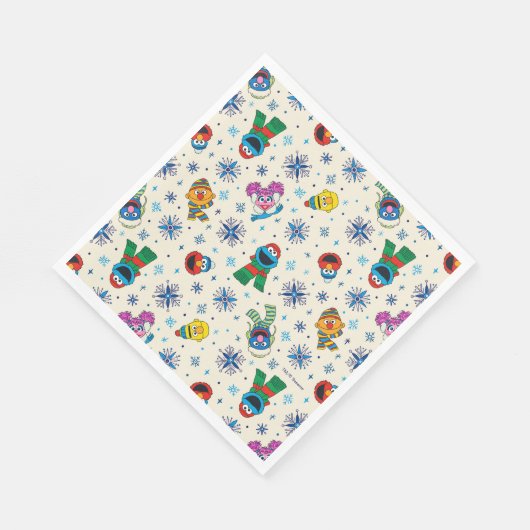 Serviette En Papier Sesame Street Noël Snowflake Motif (Coin)