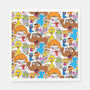 Serviette En Papier Sesame Street Pals Doodley Motif