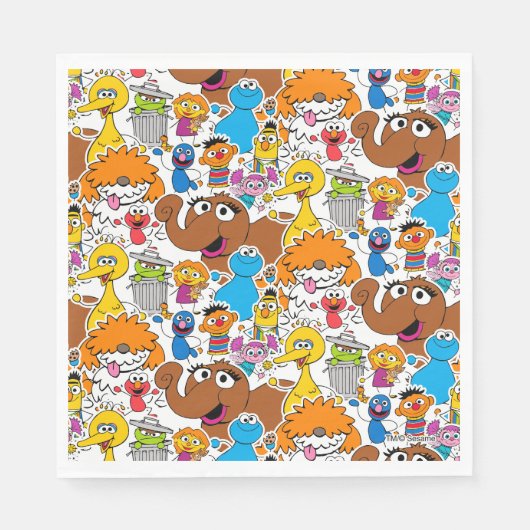 Serviette En Papier Sesame Street Pals Doodley Motif (Devant)