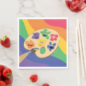 Serviette En Papier Sesame Street Pals Rainbow Art Party Papier Napkin (En situation)