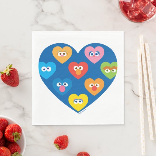 Serviette En Papier Sesame Street Valentine Hearts Motif (En situation)
