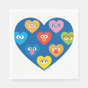 Serviette En Papier Sesame Street Valentine Hearts Motif