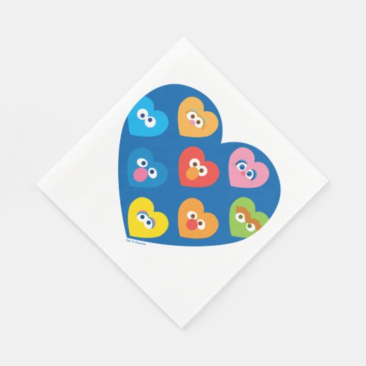 Serviette En Papier Sesame Street Valentine Hearts Motif (Coin)