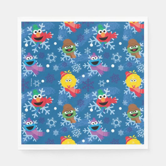 Serviette En Papier Sesame Street Winter Snowflake Motif (Devant)