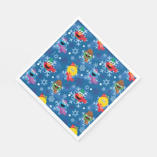 Serviette En Papier Sesame Street Winter Snowflake Motif (Coin)