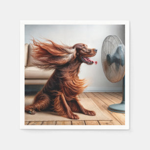 Serviette En Papier Setter Irlandais Avec Ventilateur