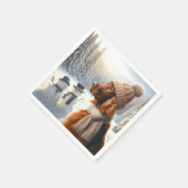 Serviette En Papier Setter irlandais de Noël avec neigeurs (Coin)