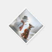 Serviette En Papier Setter irlandais de Noël avec Snowman (Coin)