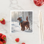 Serviette En Papier Setter Irlandais En Bois D'Hiver (En situation)