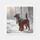 Serviette En Papier Setter Irlandais En Bois D'Hiver (Devant)