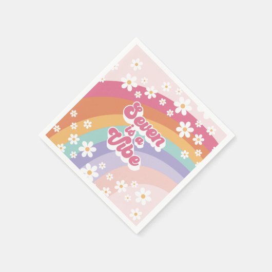 Serviette En Papier Seven est un Vibe Retro Rainbow 7e anniversaire (Coin)