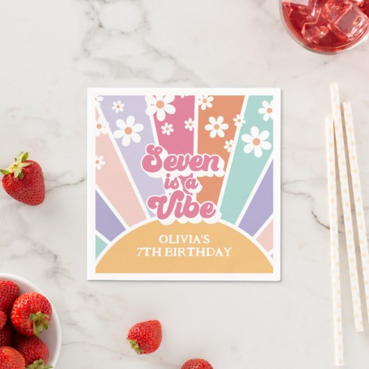Serviette En Papier Seven est une Vibe Retro Sunshine Rainbow Daisy (En situation)