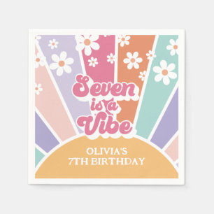 Serviette En Papier Seven est une Vibe Retro Sunshine Rainbow Daisy