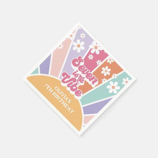 Serviette En Papier Seven est une Vibe Retro Sunshine Rainbow Daisy (Coin)