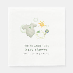 Serviette En Papier Sexe Neutre Sage Vert Vêtements bébé Jouets Douche