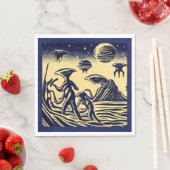 Serviette En Papier SF - Aliens Sur Une Planète Étrange Bois 1 (En situation)